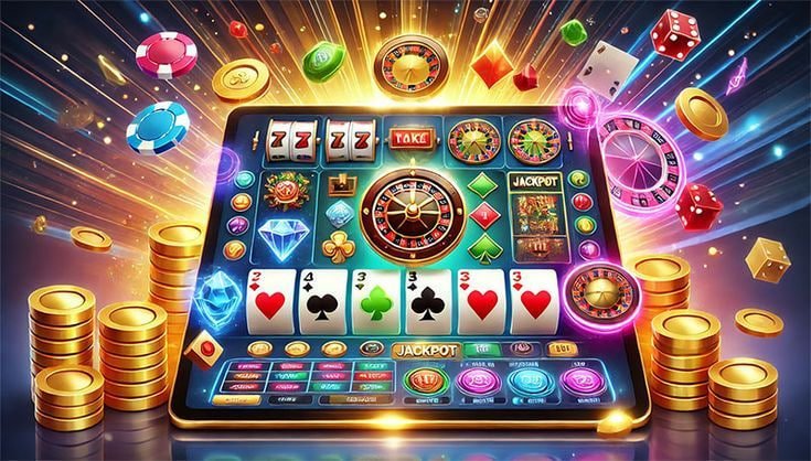 Boom City six-reel cascading slot interface with city symbols